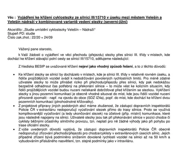 Vyjádření projektanta ke kombinované variantě.